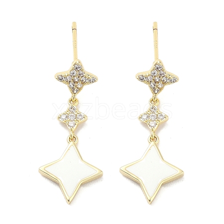 Rack Plating Brass Micro Pave Clear Cubic Zirconia Dangle Earrings for Women EJEW-M260-25G-1