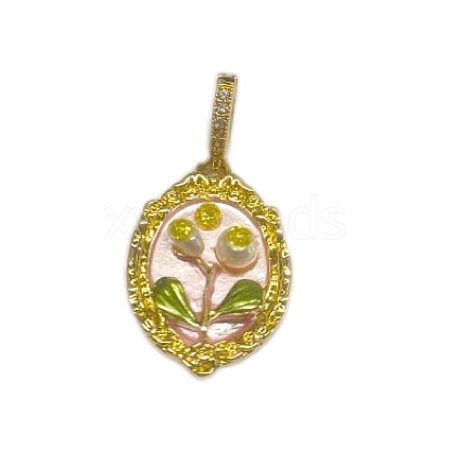 Brass Enamel Pendants KK-F886-03G-07-1