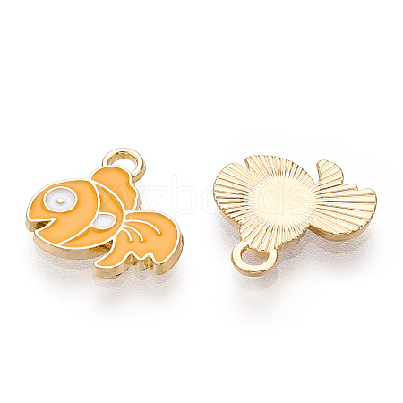 Light Gold Plated Alloy Enamel Pendants ENAM-T009-82B-RS-1