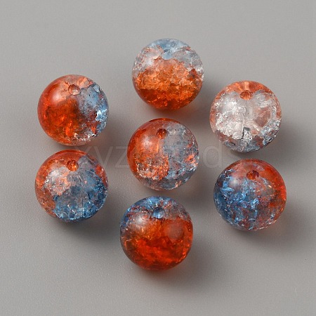 Two Tone Transparent Crackle Glass Beads GLAA-WH0038-15C-1
