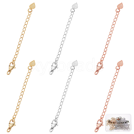 Beebeecraft 18Pcs 3 Colors Long-Lasting Plated Brass Chain Extender FIND-BBC0001-21-1