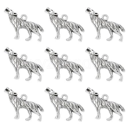 Tibetan Style Alloy Howling Wolf Pendants X-LF1753Y-1