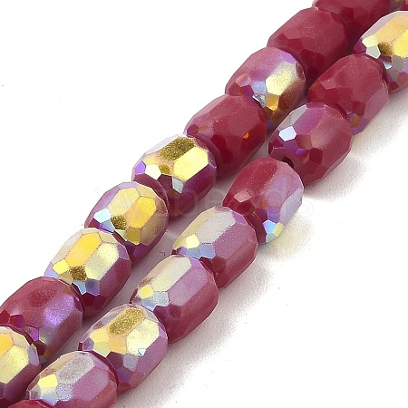 Frosted Imitation Jade Glass Beads Strands GLAA-P058-08A-10-1