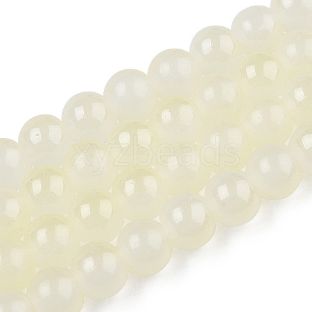 Baking Painted Imitation Jade Glass Round Bead Strands DGLA-N003-8mm-03-1