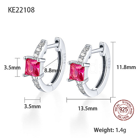 Anti-Tarnish Platinum Rhodium Plated 925 Sterling Silver Hoop Earrings ZC1005-9-1