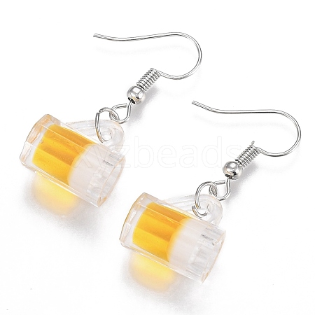 Resin Draft Beer Dangle Earring EJEW-N0030-01B-P-1