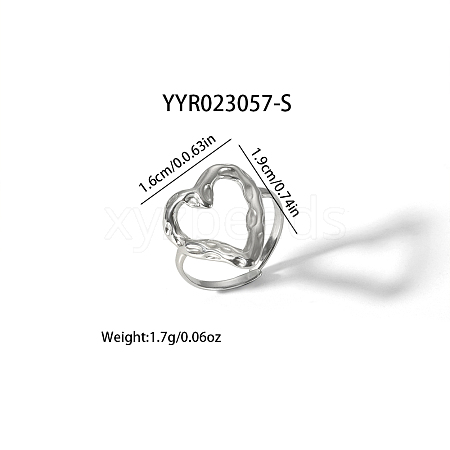 Hollow Heart Titanium Steel Cuff Open Rings for Women LZ8065-2-1