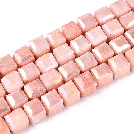 Anti-Tarnish Electroplate Glass Beads Strands GLAA-T025-8mm-10I-1
