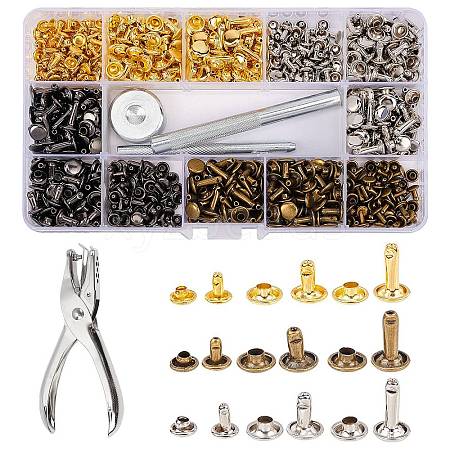 Double Cap Iron Rivets & Install Tool Sets DIY-WH0167-65-1