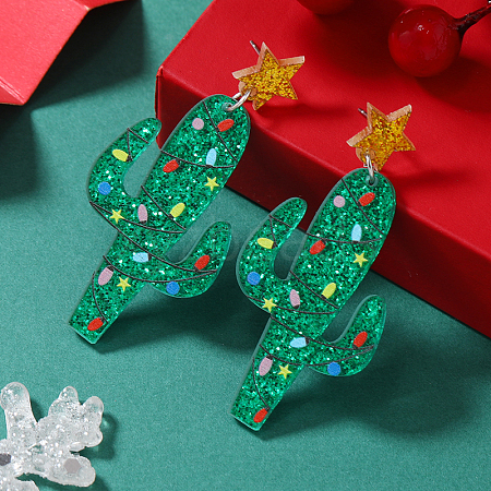 Festive Christmas Acrylic Stud Earrings for Holiday Season Celebration KD3160-6-1