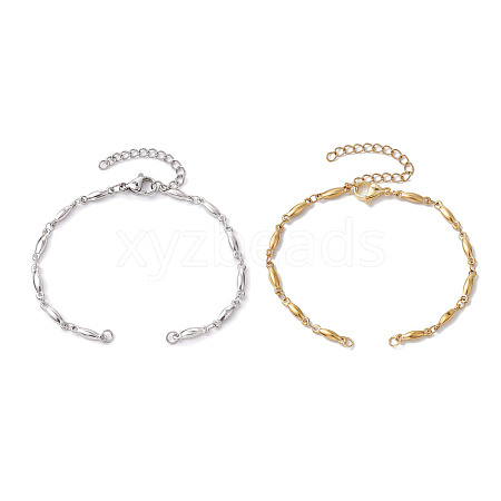 2Pcs 2 Colors 304 Stainless Steel Bar Link Chain Bracelet Making AJEW-JB01245-1