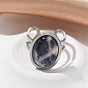 Oval Natural Sodalite Finger Rings RJEW-M062-02P-05-4