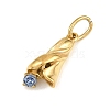 304 Stainless Steel Micro Pave Cubic Zirconia Pendants SA-CBA1D2B-01G-I-2
