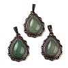 Natural Green Aventurine Teardrop Pendants G-K363-01R-02-1