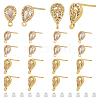 DICOSMETIC 20Pcs 2 Style Teardrop Shape Brass Micro Pave Cubic Zirconia Stud Earring Findings KK-DC0003-04-1