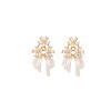 Brass & Clear Cubic Zirconia Stud Earrings WG312C6-01-3