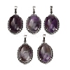 Natural Amethyst Pendants G-Q350-02J-1