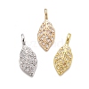 Rack Plating Brass Micro Pave Clear Cubic Zirconia Pendants KK-B056-02-1