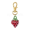 Glass Seed Beaded Strawberry Pendant Decoration HJEW-MZ00160-04-2