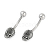 Snake Head 316 Surgical Stainless Steel Cubic Zirconia Belly Button Rings EJEW-G416-16AS-02-4