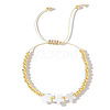 Brass & White Shell Star Braided Bead Bracelets for Women HJ6484-1-1