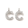 Initial Letter Brass Micro Pave Cubic Zirconia Pendants ZIRC-F008-C-1