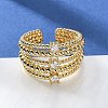 Rack Plating Real 18K Gold Plated Brass Multi Lines Open Cuff Rings RJEW-B048-08G-1