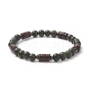 Natural Serpentine & Synthetic Non-magnetic Hematite Beads Energy Stretch Bracelets Set BJEW-JB07142-05-6