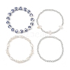 4Pcs 4 Styles Printed Porcelain Beads & Synthetic Hematite Beads & Shell Beads & ABS Plastic Pearl Stretch Bracelets Sets for Women BJEW-JB14203-01-3