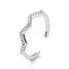 Wave Rack Plating Brass Micro Pave Clear Cubic Zirconia Open Rings RJEW-D020-06P-1
