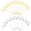 40Pcs 2 Styles Leaf Stainless Steel Round Tray Stick Lapel Pins JEWB-SC0001-75D-1