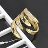 Brass Micro Pave Clear Cubic Zirconia Cuff Rings RJEW-M029-03G-5