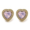 Cubic Zirconia Heart Stud Earrings EJEW-K263-01G-2
