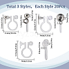 SUNNYCLUE 60Pcs 3 Styles Plastic U Type Clip-on Earring Findings STAS-SC0007-59-2