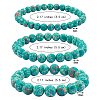 3Pcs 3 Size Synthetic Imperial Jasper Round Beaded Stretch Bracelets Set BJEW-SW00064-34-7