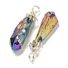 Electroplated Platinum Palted Copper Wire Wrapped Natural Quartz Crystal Pendants G-L133-07H-2
