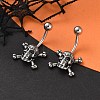 Skull 316 Surgical Stainless Steel Belly Button Rings EJEW-G416-04AS-1