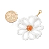 Flower Natural Carnelian & Glass Seed Beads Pendant Decorations HJEW-TA00243-3