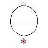 Flower Glass Seed Beads Pendant Necklaces NJEW-MZ00047-02-4