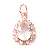 Brass Cubic Zirconia Charms ZIRC-C022-10RG-1