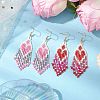 2 Pairs Heart Glass Seed Beaded Tassel Dangle Earrings for Women EJEW-MZ00201-2