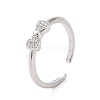 Clear Cubic Zirconia Bowknot Open Cuff Ring RJEW-E072-14P-1