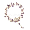 Natural Amethyst Chip Handmade Link Chain Necklaces NJEW-JN05811-01-7