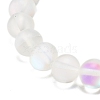 Synthetic Moonstone Round Beaded Stretch Bracelet with Rhinestone BJEW-JB07888-01-5