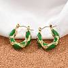 304 Stainless Steel Enamel Hoop Earrings EJEW-Z079-01G-01-1