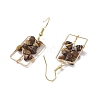 Natural Tiger Eye Chips Tree Dangle Earrings EJEW-JE05734-02-4