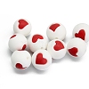 Round with Heart Pattern Food Grade Silicone Beads PW-WG95999-02-1