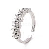 Clear Cubic Zirconia Rectangle Open Cuff Ring RJEW-G283-09P-1