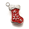 Christmas 304 Stainless Steel Red Enamel Charms STAS-L022-468P-1