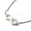 Tarnish Resistant Infinity Symbol Charm Adjustable Slider Bracelet for Men Women BJEW-JB06688-02-4